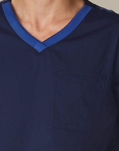 [M7650] Men's Contrast Colour S/S Scrub Top