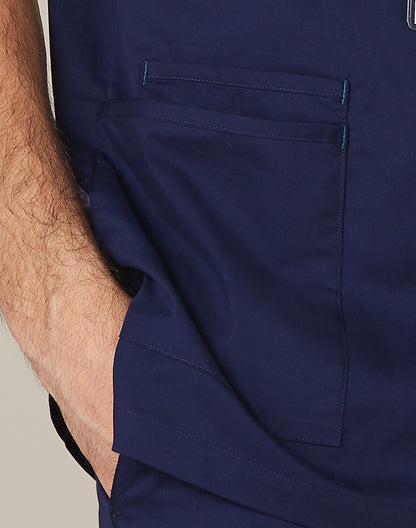 [M7650] Men's Contrast Colour S/S Scrub Top