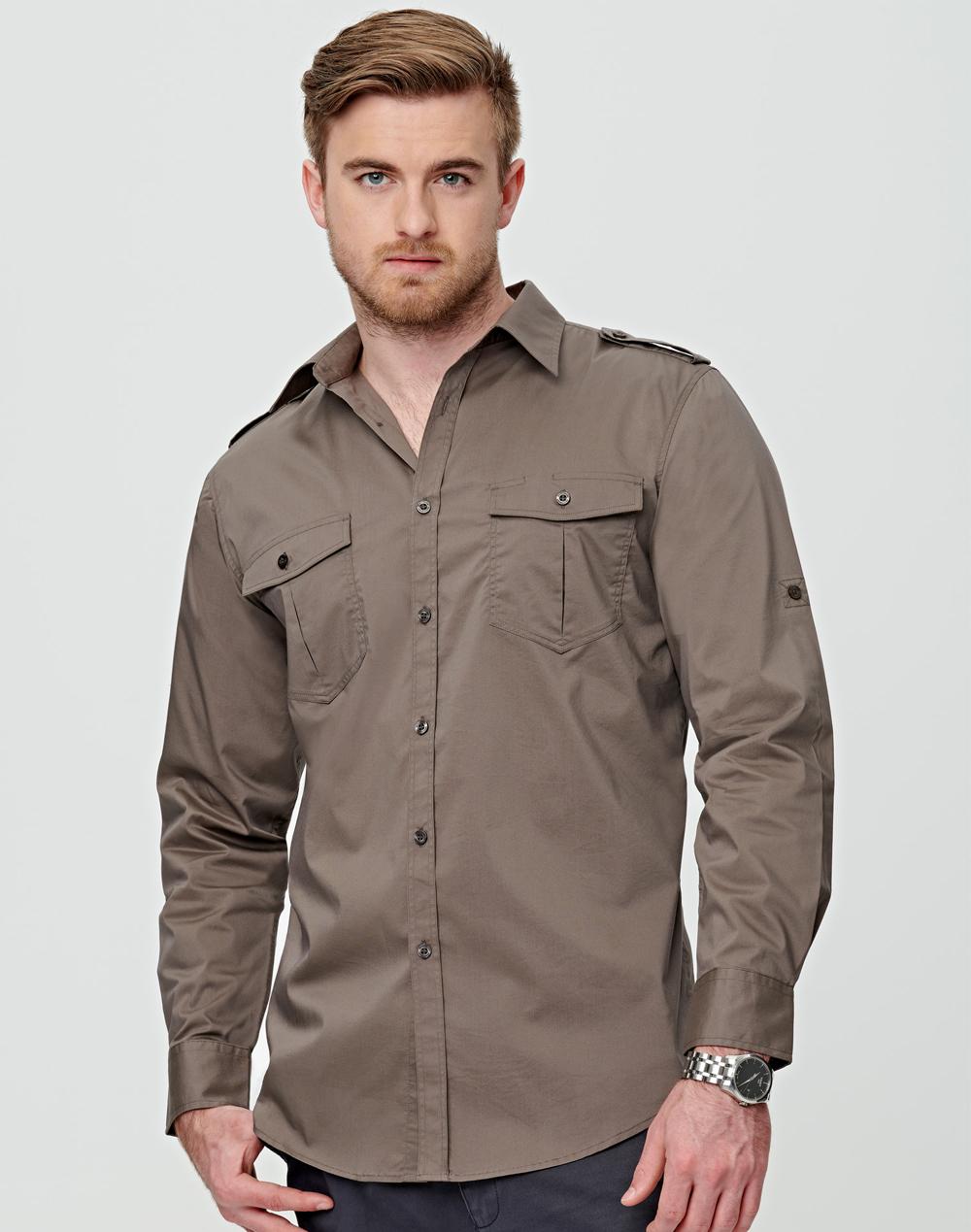 [M7912] Men's Long Sleeve Military Shirt