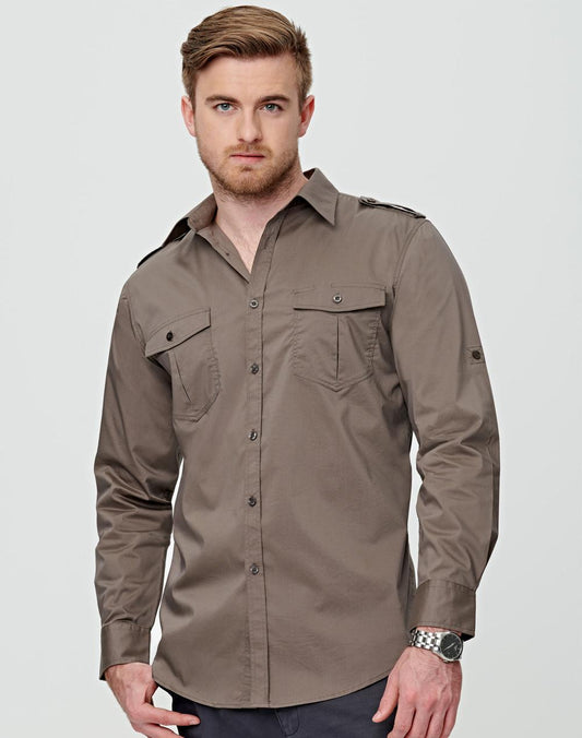 [M7912] Men's Long Sleeve Military Shirt