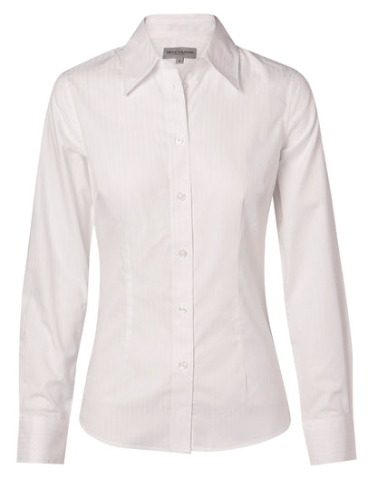 [M8100L] Women's Self Stripe L/S Shirt