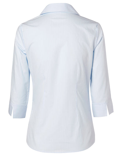 [M8100Q] Women's Self Stripe 3/4 Sleeve Shirt