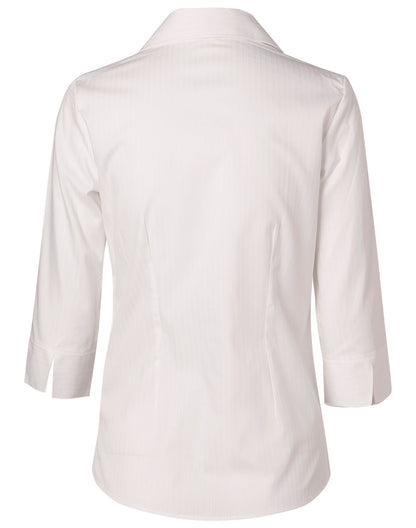 [M8100Q] Women's Self Stripe 3/4 Sleeve Shirt