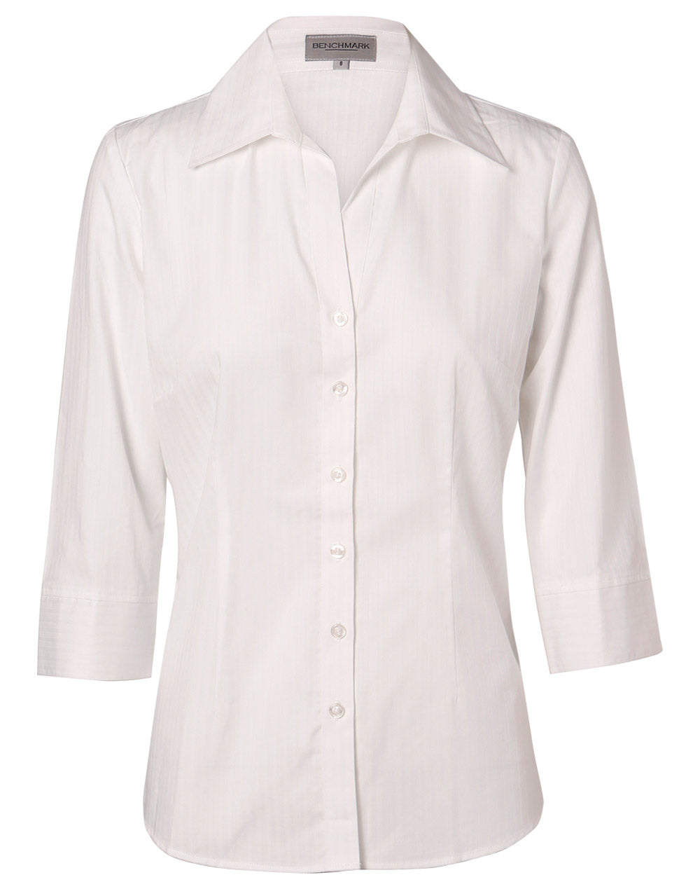 [M8100Q] Women's Self Stripe 3/4 Sleeve Shirt