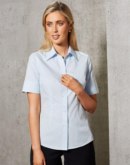 [M8100S] Women's Self Stripe S/S Shirt