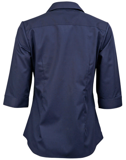 [M8110Q] Ladies' Dobby Striped Taped 3/4 Sleeve Shirt