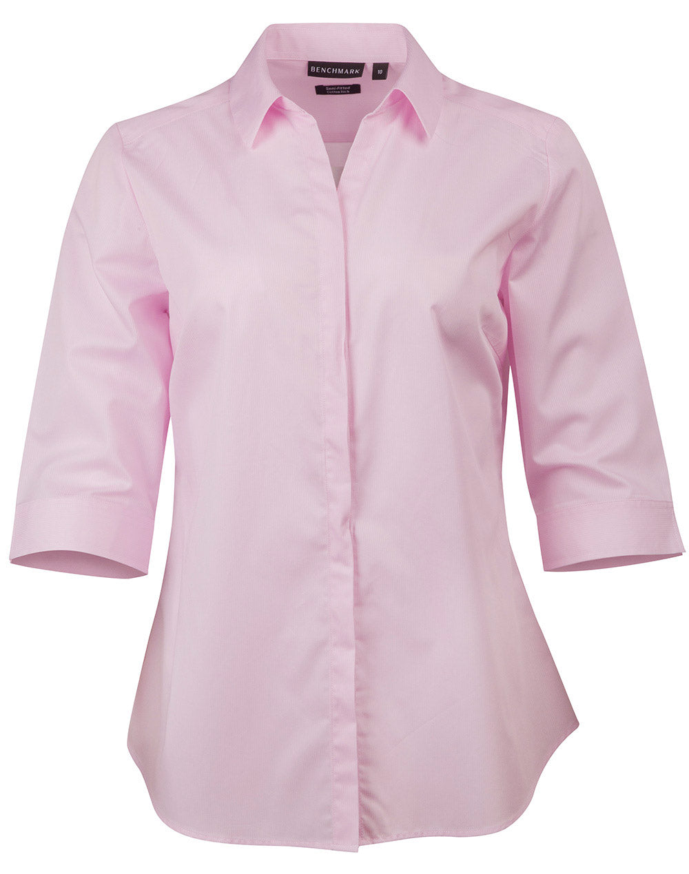 [M8110Q] Ladies' Dobby Striped Taped 3/4 Sleeve Shirt