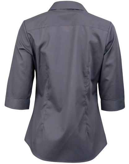 [M8110Q] Ladies' Dobby Striped Taped 3/4 Sleeve Shirt