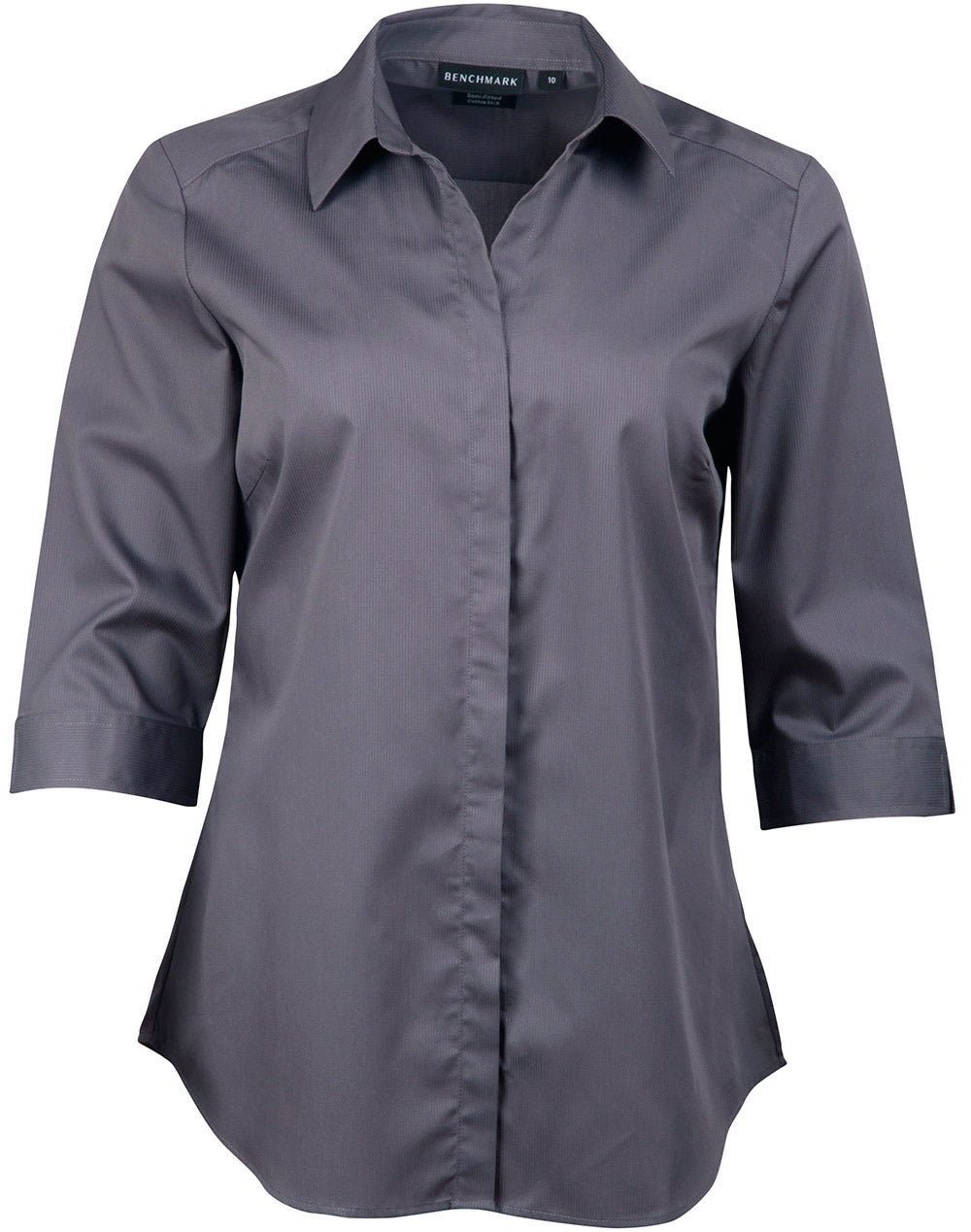 [M8110Q] Ladies' Dobby Striped Taped 3/4 Sleeve Shirt