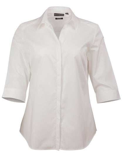 [M8110Q] Ladies' Dobby Striped Taped 3/4 Sleeve Shirt