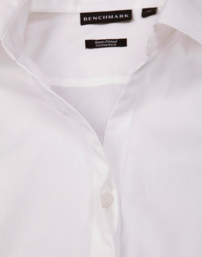 [M8110Q] Ladies' Dobby Striped Taped 3/4 Sleeve Shirt