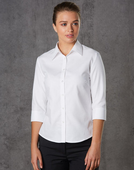 [M8113] Women's Mini Herringbone 3/4 Sleeve Shirt