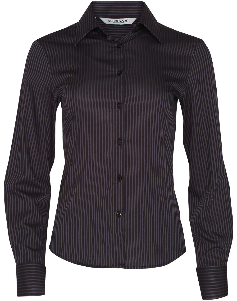 [M8132] Women's Dobby Stripe Long Sleeve Shirt