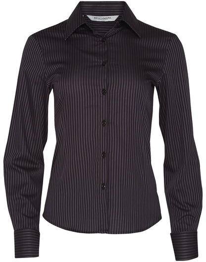 [M8132] Women's Dobby Stripe Long Sleeve Shirt