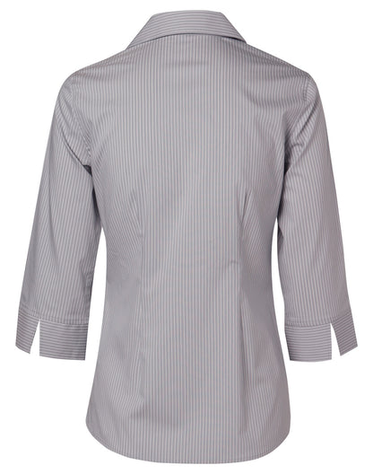 [M8200Q] Women's Ticking Stripe 3/4 Sleeve Shirt