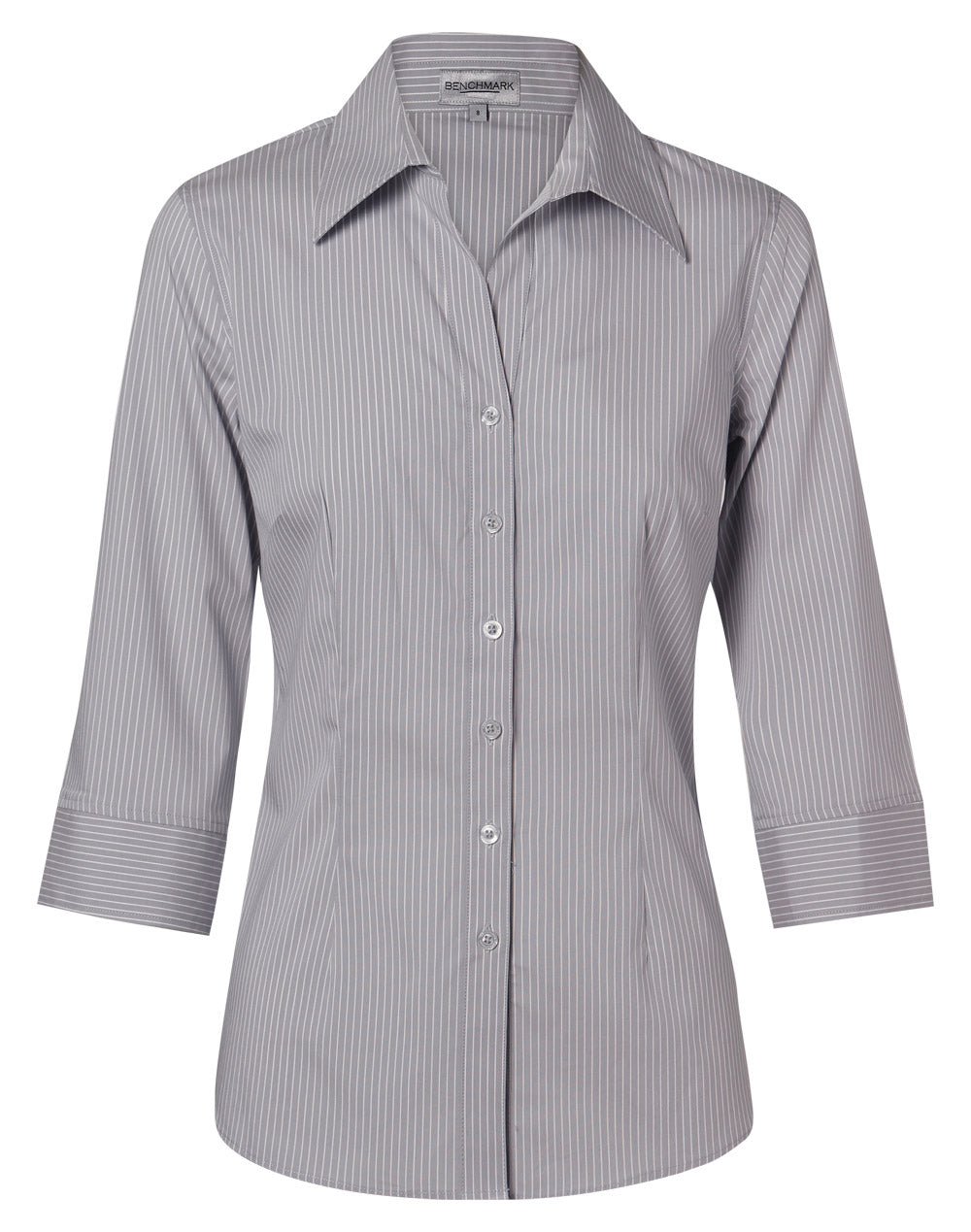 [M8200Q] Women's Ticking Stripe 3/4 Sleeve Shirt