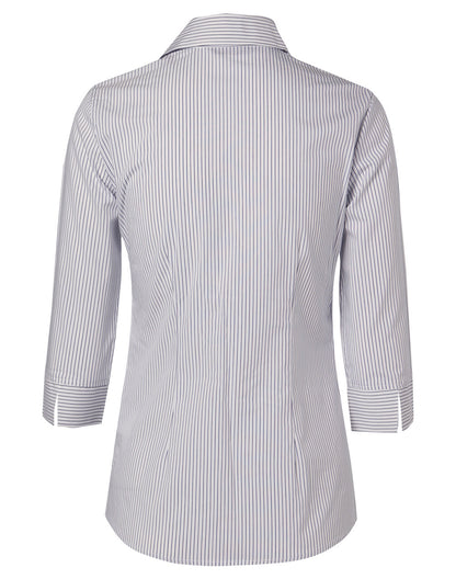 [M8200Q] Women's Ticking Stripe 3/4 Sleeve Shirt