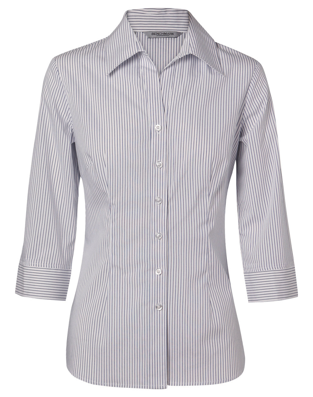 [M8200Q] Women's Ticking Stripe 3/4 Sleeve Shirt