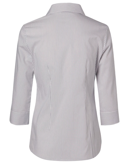 [M8200Q] Women's Ticking Stripe 3/4 Sleeve Shirt