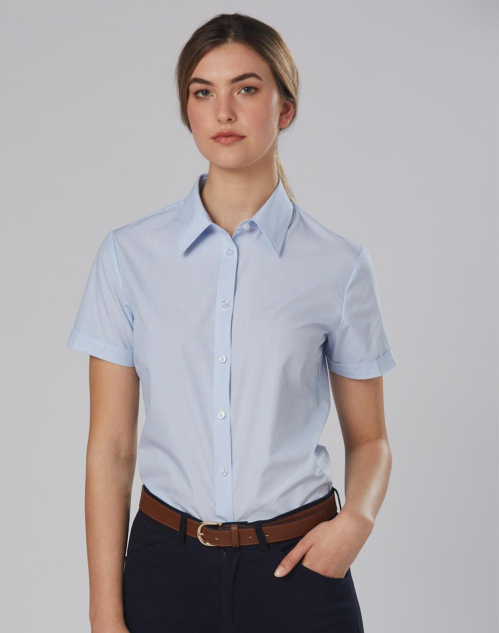 [M8211] Women's Fine Stripe S/S Shirt