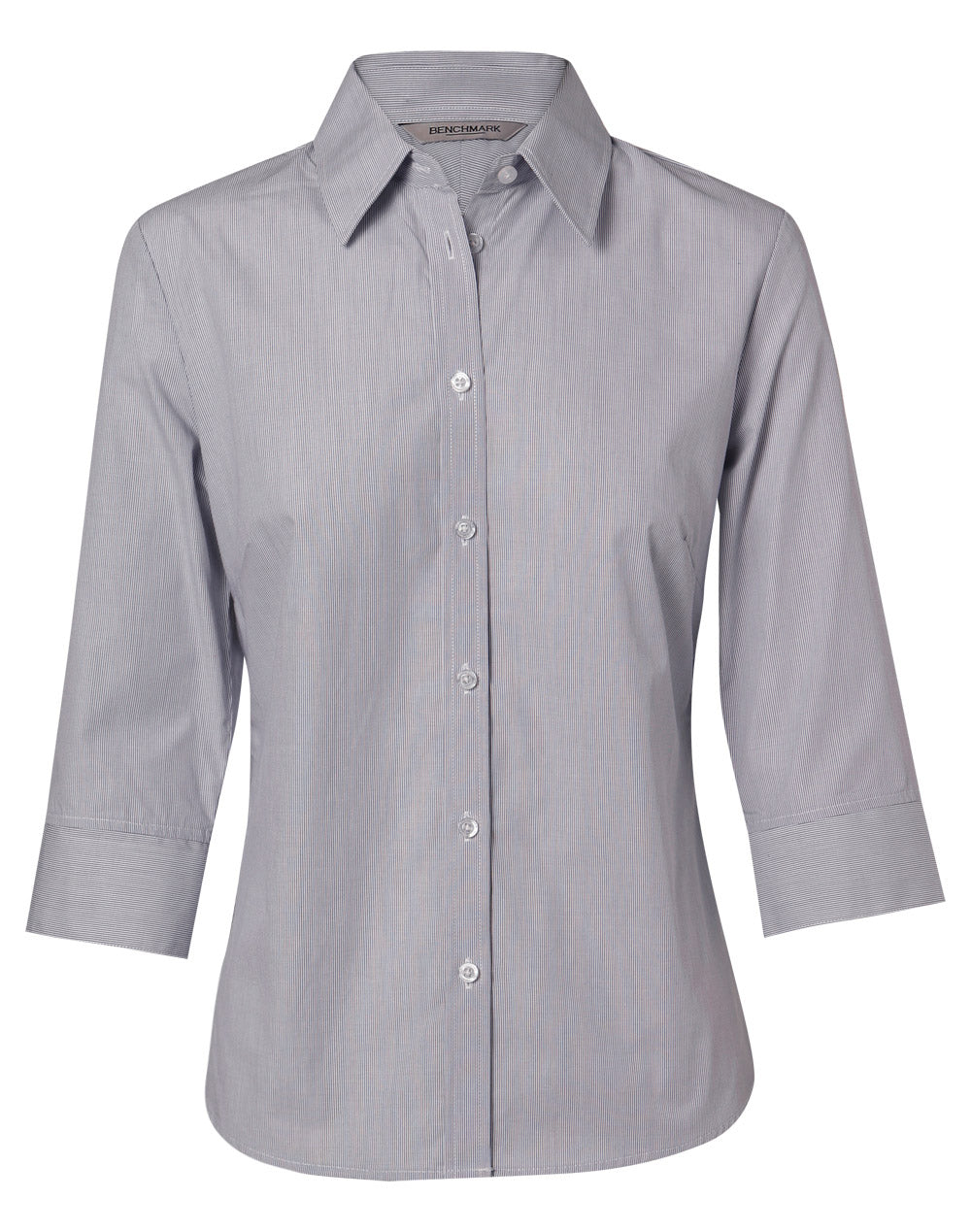 [M8213] Women's Fine Stripe 3/4 Sleeve Shirt