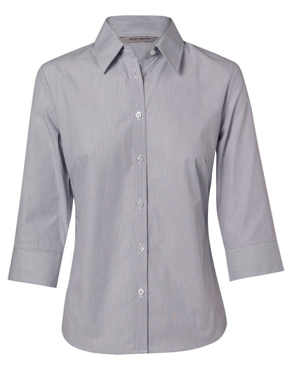 [M8213] Women's Fine Stripe 3/4 Sleeve Shirt