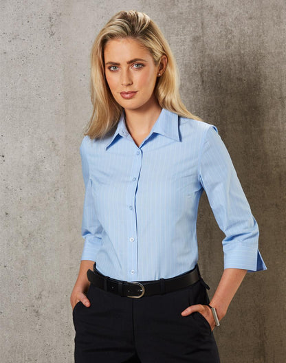 [M8223] Women's Pin Stripe 3/4 Sleeve Shirt