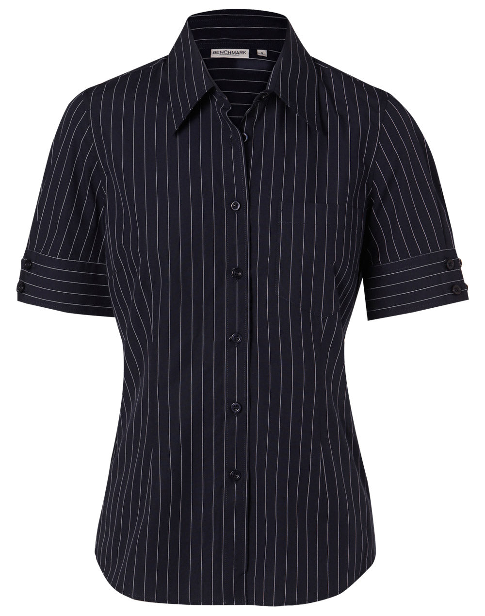 [M8224] Women's Pin Stripe Short Sleeve Shirt