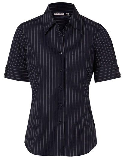 [M8224] Women's Pin Stripe Short Sleeve Shirt