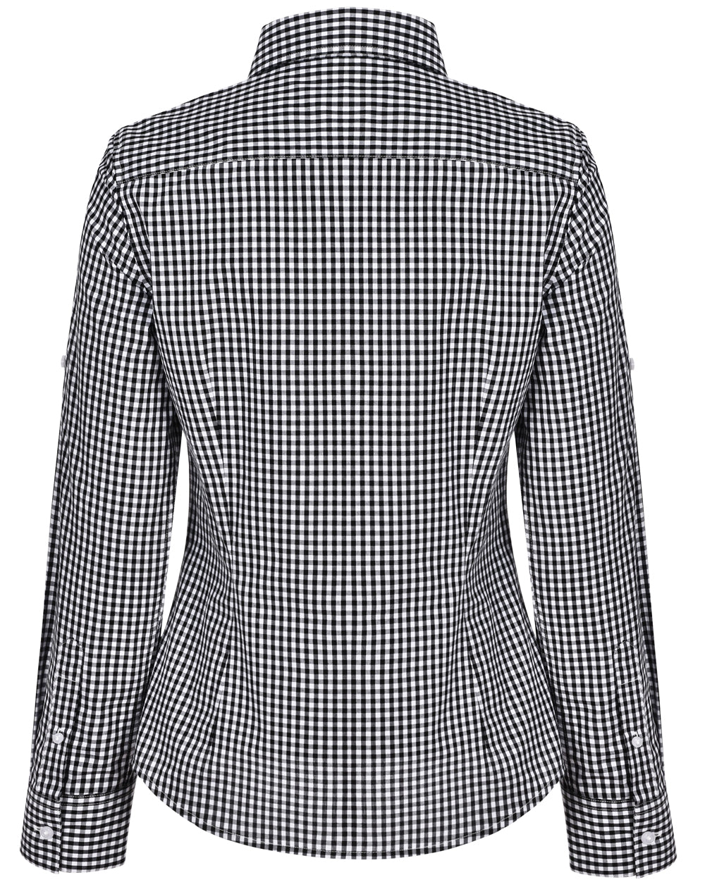 [M8300L] Women's Gingham Check Roll-up L/S Shirt