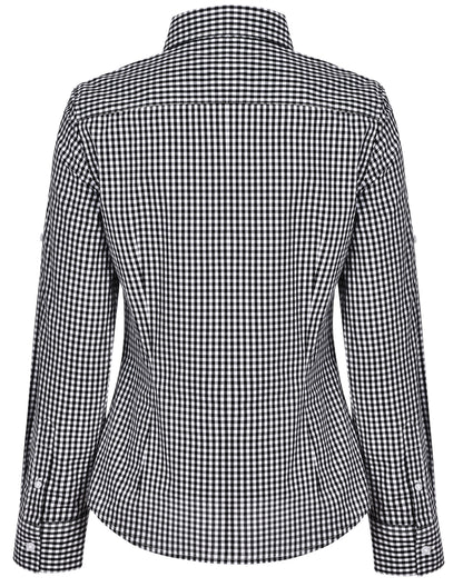[M8300L] Women's Gingham Check Roll-up L/S Shirt