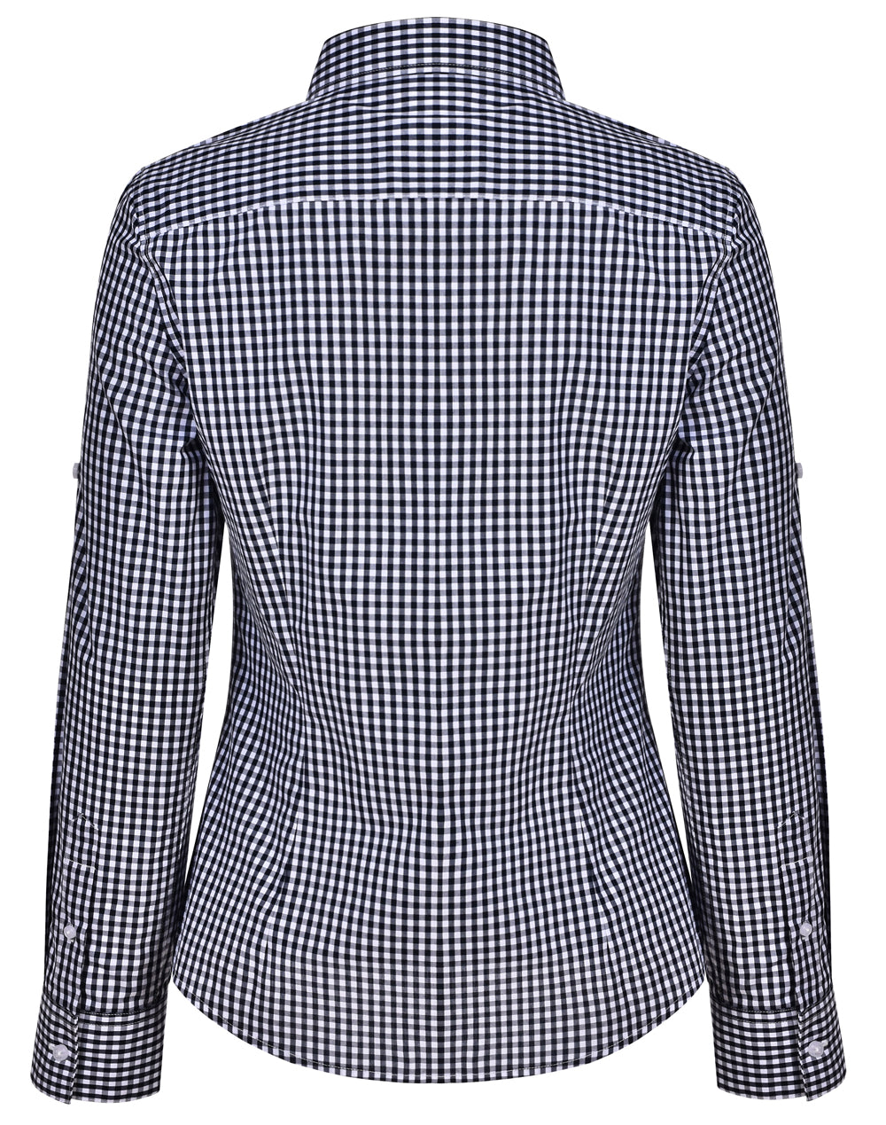 [M8300L] Women's Gingham Check Roll-up L/S Shirt