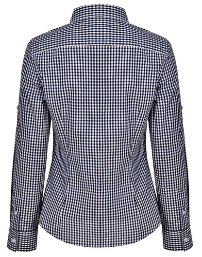 [M8300L] Women's Gingham Check Roll-up L/S Shirt