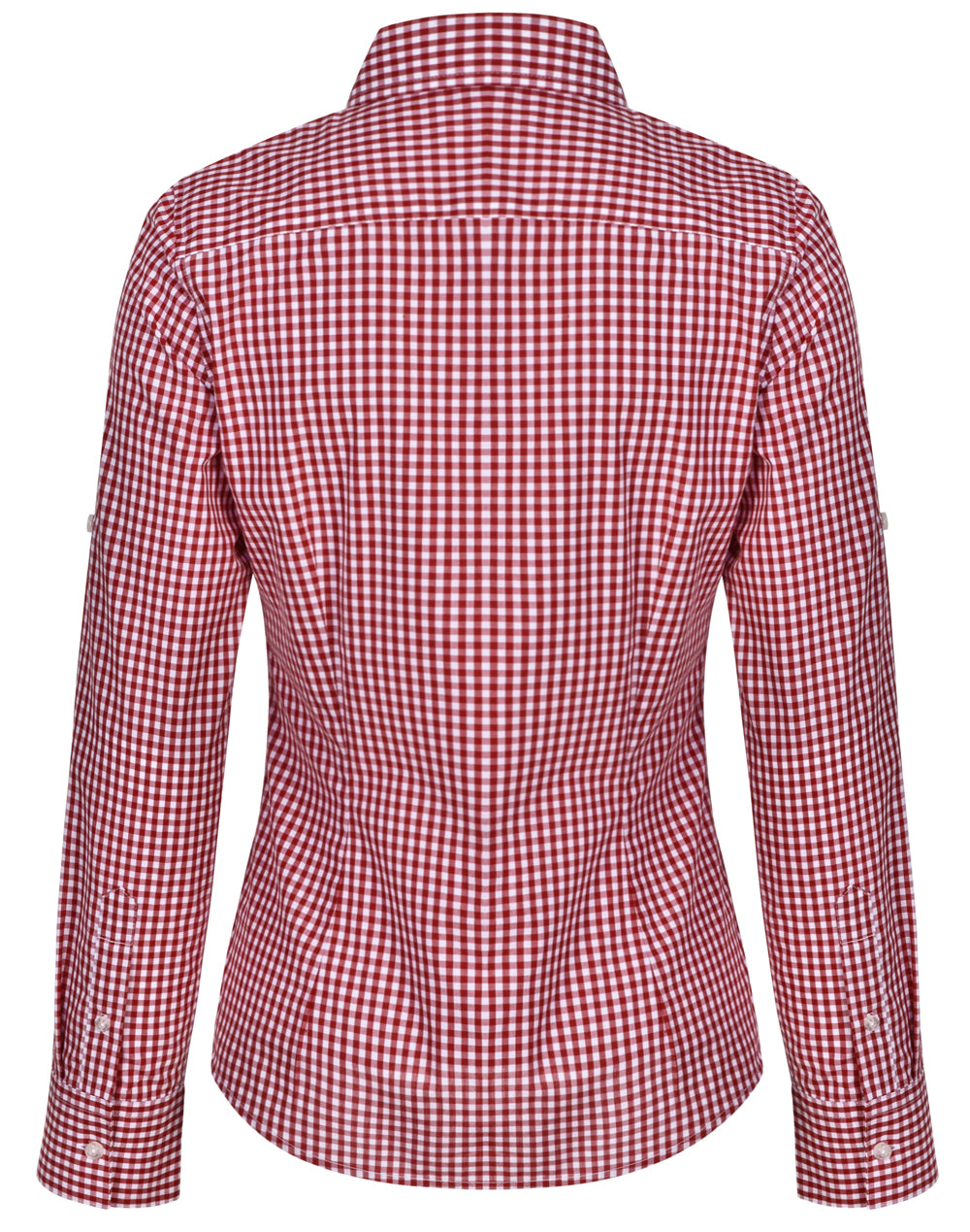 [M8300L] Women's Gingham Check Roll-up L/S Shirt