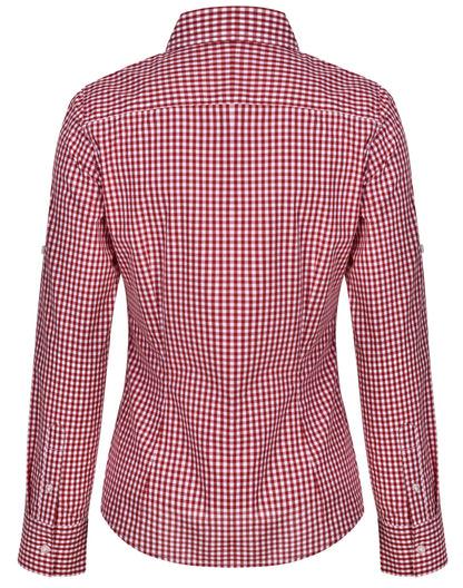 [M8300L] Women's Gingham Check Roll-up L/S Shirt
