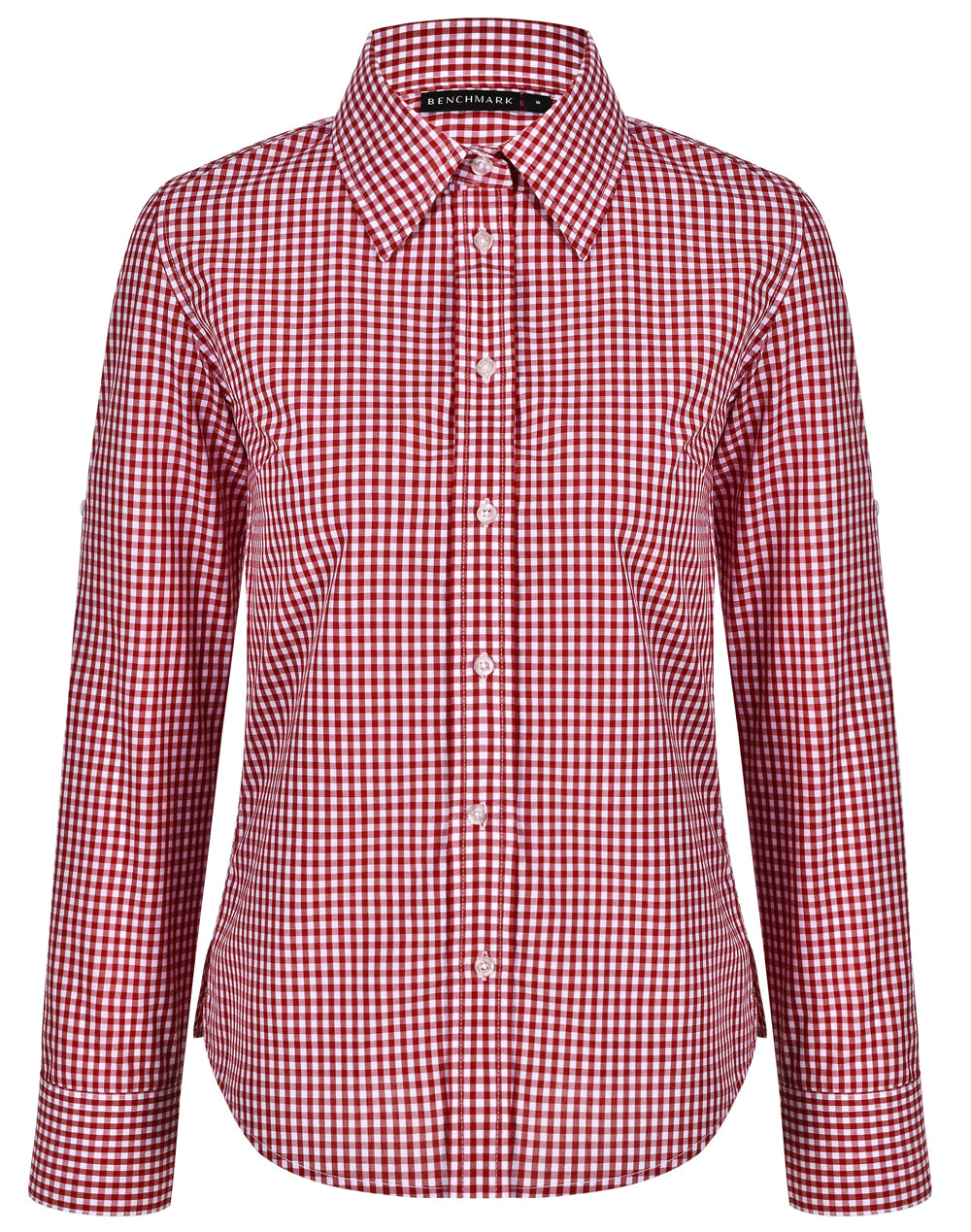 [M8300L] Women's Gingham Check Roll-up L/S Shirt