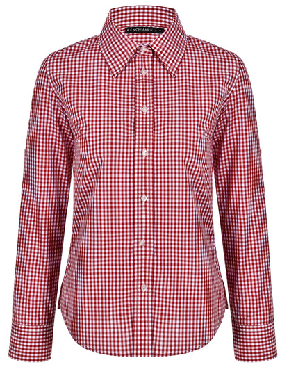 [M8300L] Women's Gingham Check Roll-up L/S Shirt
