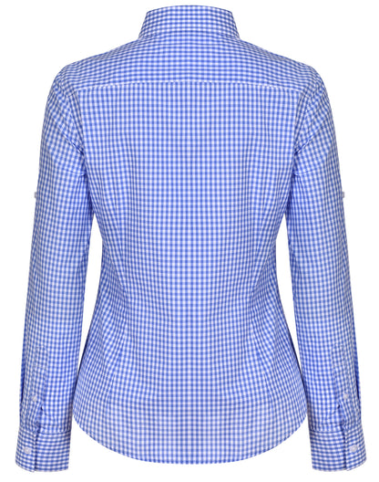 [M8300L] Women's Gingham Check Roll-up L/S Shirt