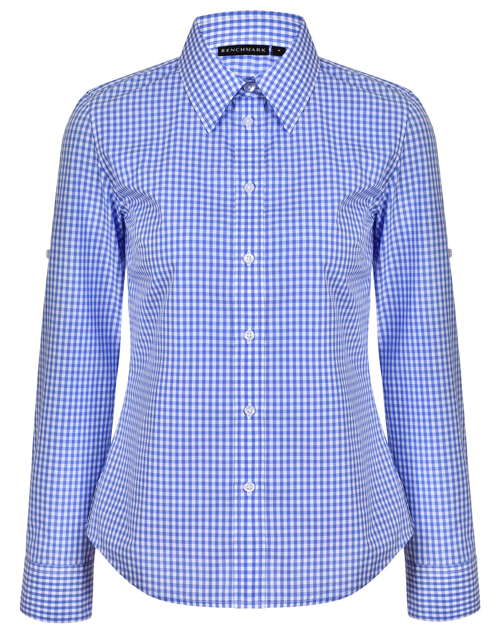 [M8300L] Women's Gingham Check Roll-up L/S Shirt