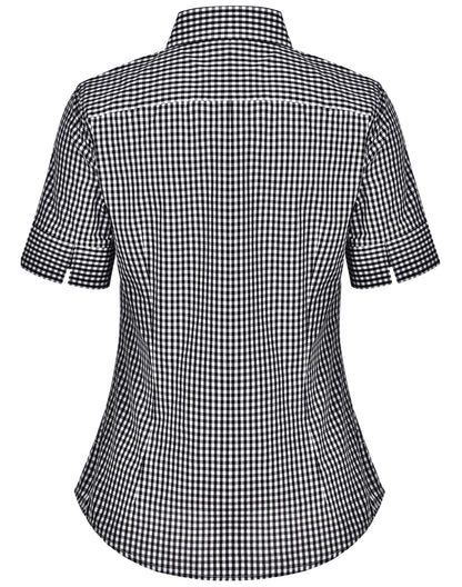 [M8300S] Women's Gingham Check S/S Shirt