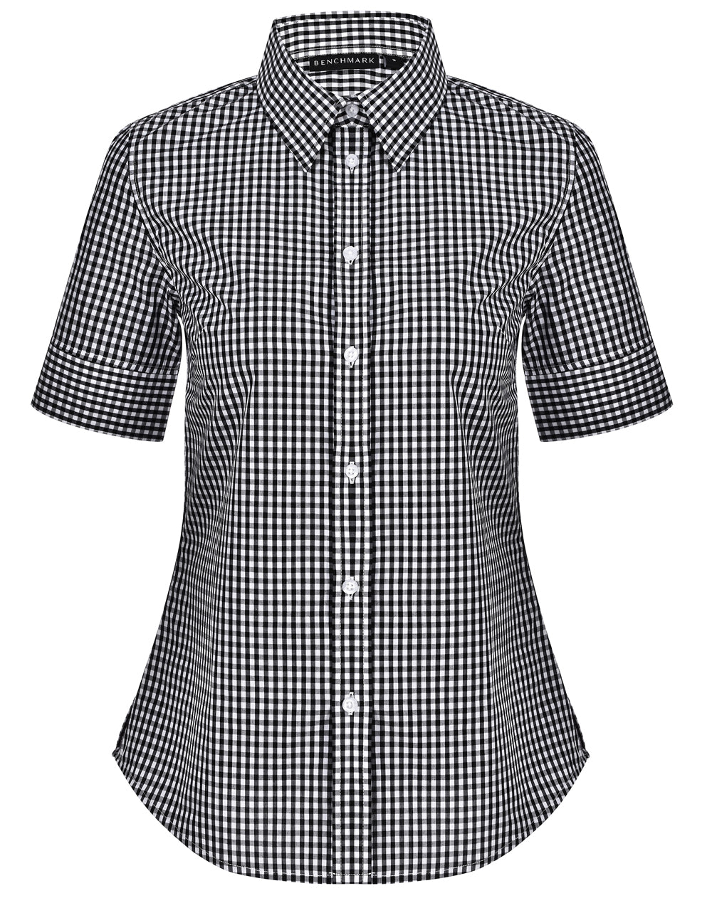 [M8300S] Women's Gingham Check S/S Shirt