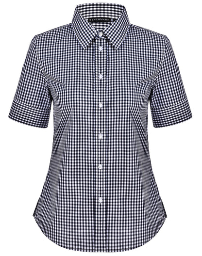 [M8300S] Women's Gingham Check S/S Shirt