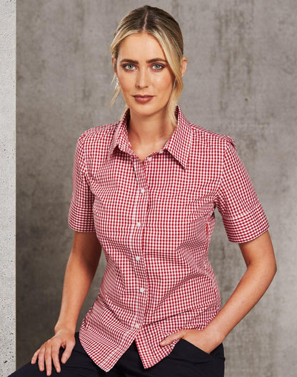 [M8300S] Women's Gingham Check S/S Shirt