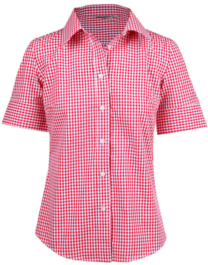 [M8300S] Women's Gingham Check S/S Shirt