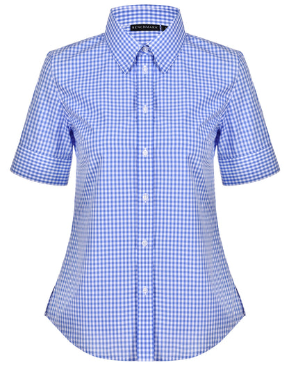 [M8300S] Women's Gingham Check S/S Shirt