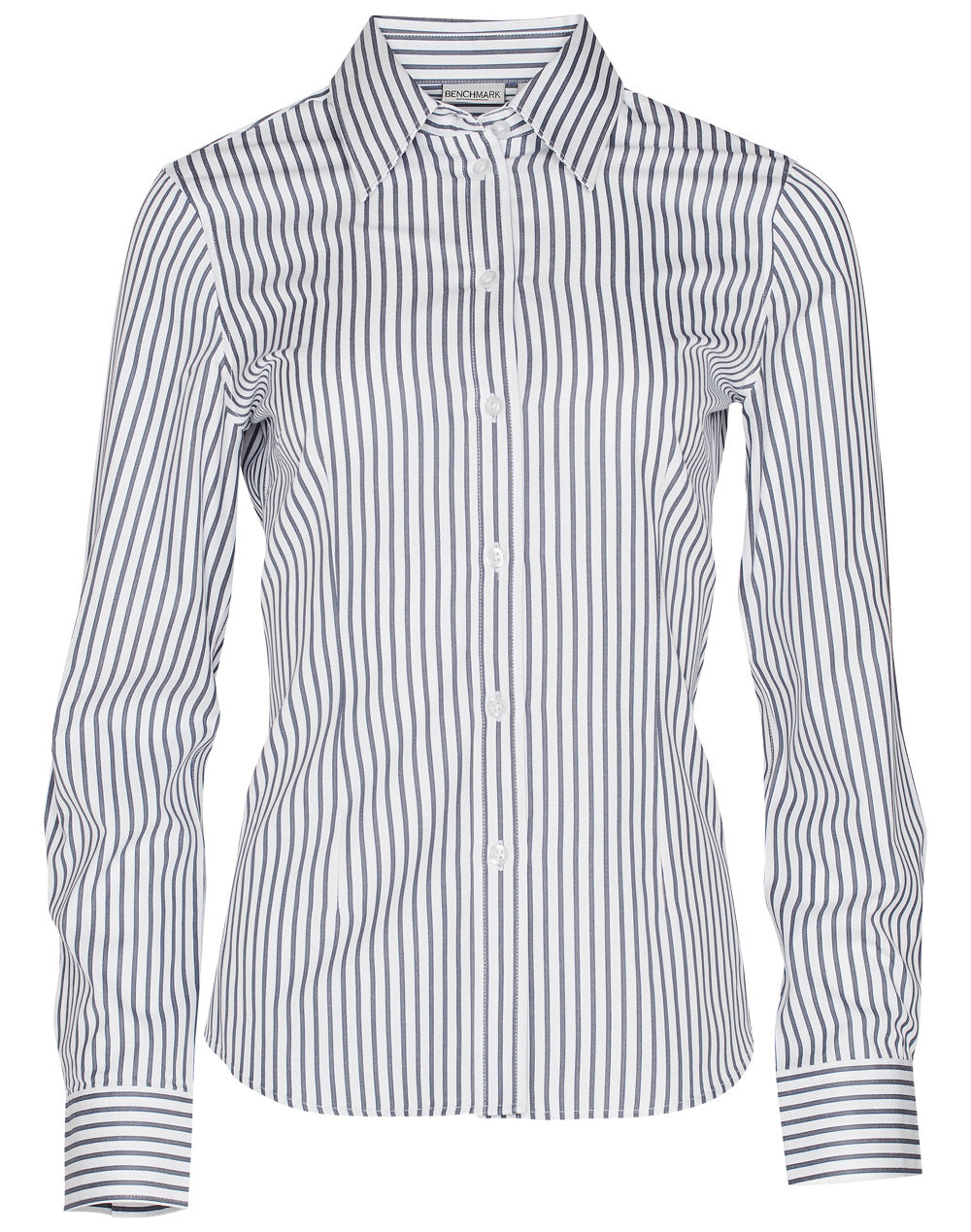 [M8310L] Women's Sateen Stripe L/S Shirt