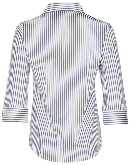 [M8310Q] Women's Sateen Stripe 3/4 Sleeve Shirt