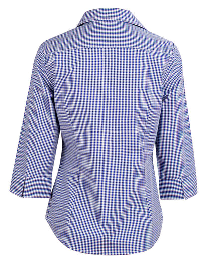 [M8320Q] Ladies' Two Tone Check 3/4 Sleeve Shirt