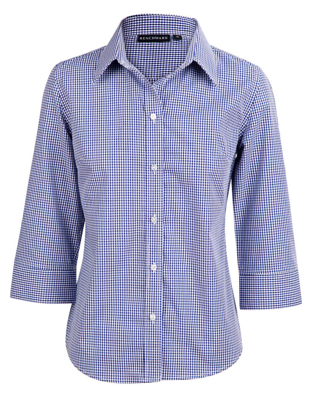 [M8320Q] Ladies' Two Tone Check 3/4 Sleeve Shirt