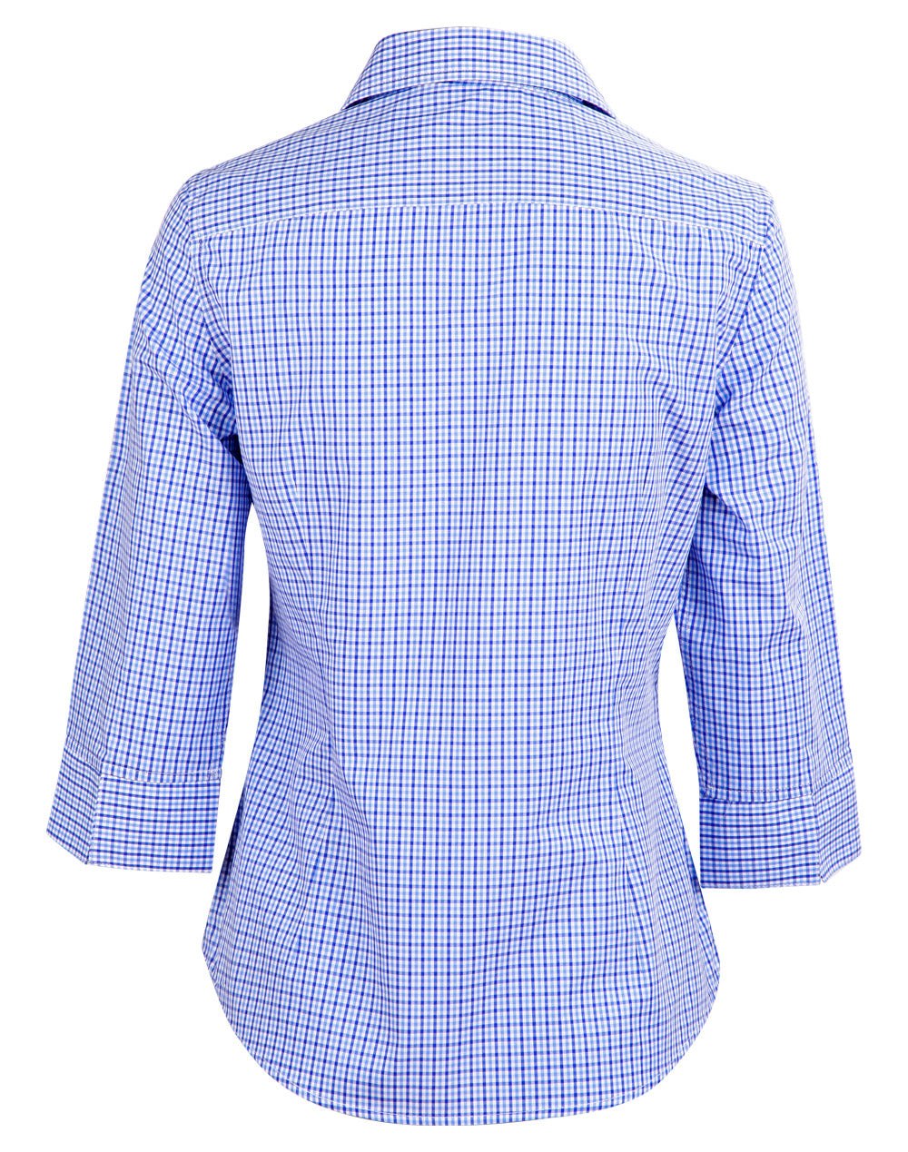 [M8320Q] Ladies' Two Tone Check 3/4 Sleeve Shirt